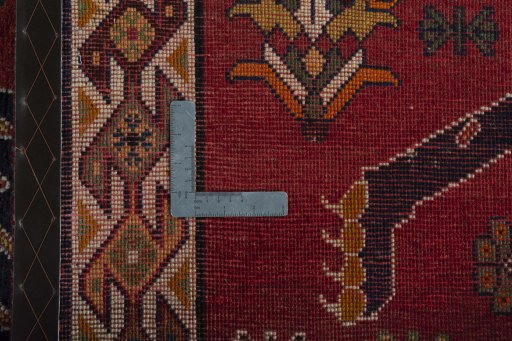 Close-up detail of 2000s Persian Gabbeh rug from Iran / Persia showing Wool weave