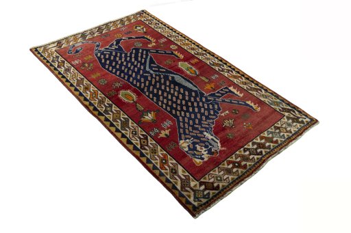 Close-up detail of 2000s Persian Gabbeh rug from Iran / Persia showing Wool weave