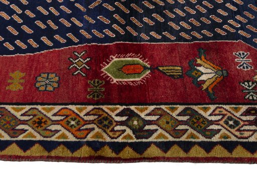 Close-up detail of 2000s Persian Gabbeh rug from Iran / Persia showing Wool weave