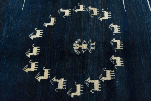 Central medallion detail of 2000s Persian Gabbeh rug from Iran / Persia