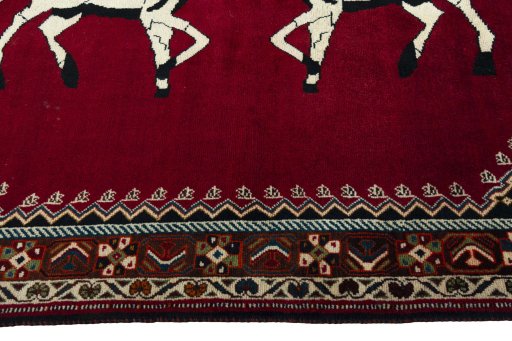 Close-up detail of 2000s Persian Gabbeh rug from Iran / Persia showing Wool weave