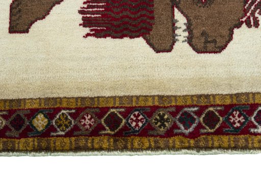 Central medallion detail of 2000s Persian Gabbeh rug from Iran / Persia