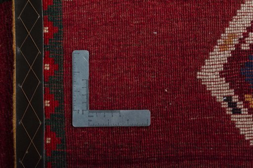 Close-up detail of 2000s Persian Gabbeh rug from Iran / Persia showing Wool weave