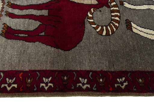 Close-up detail of 2000s Persian Gabbeh rug from Iran / Persia showing Wool weave