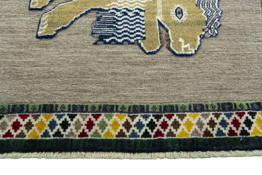 Central medallion detail of 2000s Persian Gabbeh rug from Iran / Persia