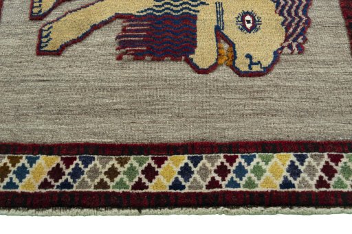 Central medallion detail of 2000s Persian Gabbeh rug from Iran / Persia