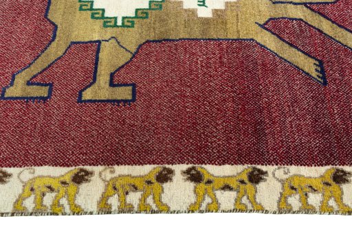 Close-up detail of 2000s Persian Gabbeh rug from Iran / Persia showing Wool weave