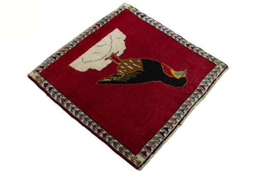Close-up detail of 2000s Persian Gabbeh rug from Iran / Persia showing Wool weave