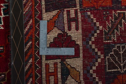 Close-up detail of 2000s Persian Gabbeh rug from Iran / Persia showing Wool weave