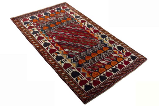 Close-up detail of 2000s Persian Gabbeh rug from Iran / Persia showing Wool weave