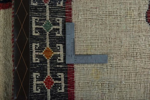 Close-up detail of 2000s Persian Gabbeh rug from Iran / Persia showing Wool weave