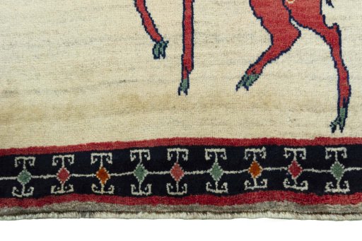 Central medallion detail of 2000s Persian Gabbeh rug from Iran / Persia