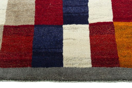 Central medallion detail of 2000s Persian Gabbeh rug from Iran / Persia
