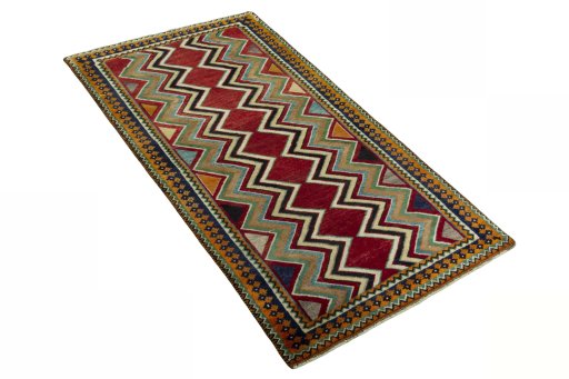 Close-up detail of 2000s Persian Gabbeh rug from Iran / Persia showing Wool weave