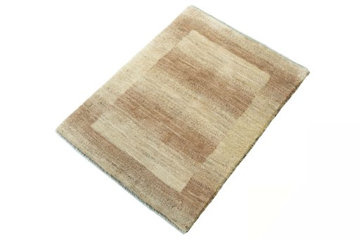 Corner detail of New Persian Gabbeh rug showing border pattern and Wool pile