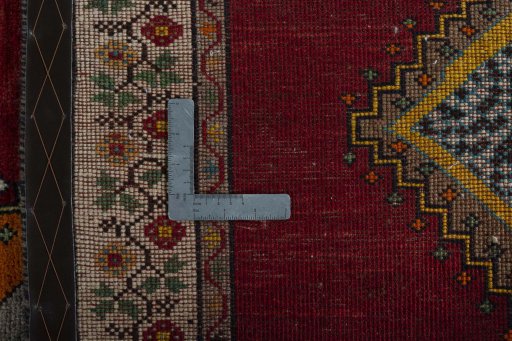Close-up detail of 2000s Persian Gabbeh rug from Iran / Persia showing Wool weave