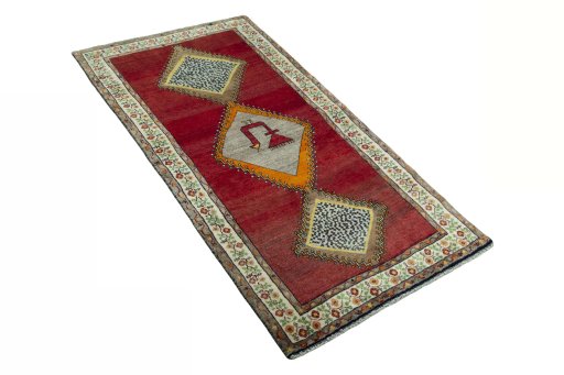 Close-up detail of 2000s Persian Gabbeh rug from Iran / Persia showing Wool weave
