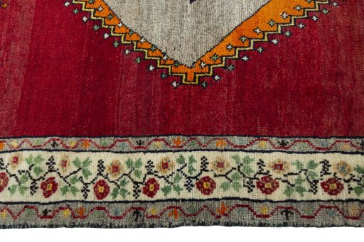 Close-up detail of 2000s Persian Gabbeh rug from Iran / Persia showing Wool weave