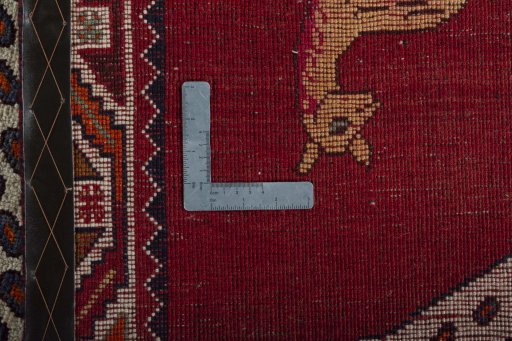 Close-up detail of 2000s Persian Gabbeh rug from Iran / Persia showing Wool weave