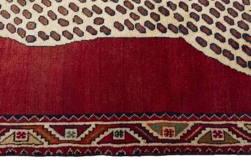 Close-up detail of 2000s Persian Gabbeh rug from Iran / Persia showing Wool weave