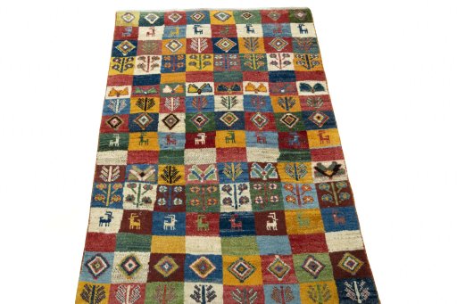 Surface texture of New Persian Gabbeh rug with natural Wool and intricate pattern