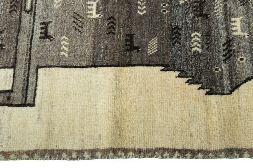 Close-up detail of 2000s Persian Gabbeh rug from Iran / Persia showing Wool weave
