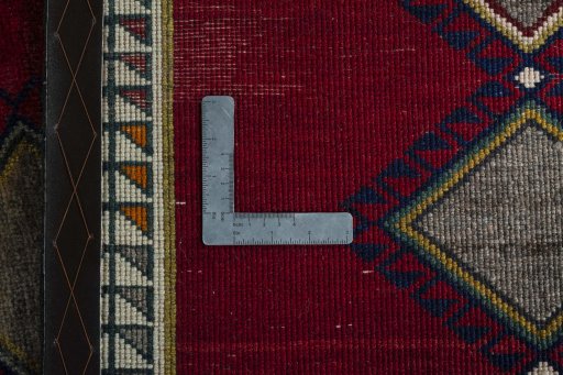 Close-up detail of 2000s Persian Gabbeh rug from Iran / Persia showing Wool weave