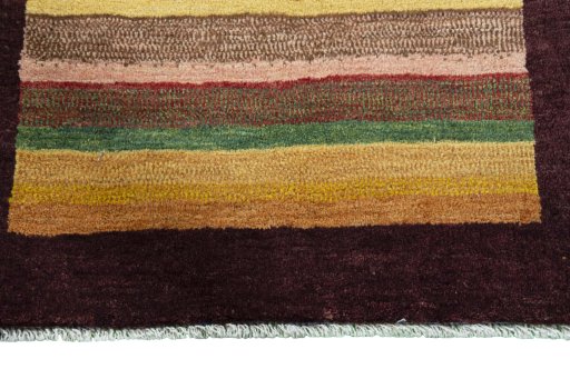 Central medallion detail of 2000s Persian Gabbeh rug from Iran / Persia
