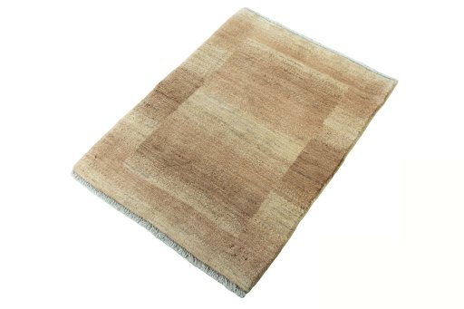 Corner detail of New Persian Gabbeh rug showing border pattern and Wool pile