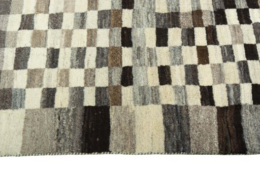 Close-up detail of 2000s Persian Gabbeh rug from Iran / Persia showing Wool weave