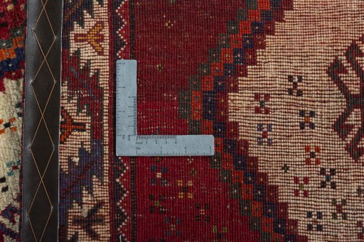 Close-up detail of 2000s Persian Gabbeh rug from Iran / Persia showing Wool weave