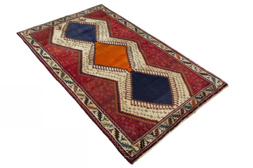 Close-up detail of 2000s Persian Gabbeh rug from Iran / Persia showing Wool weave