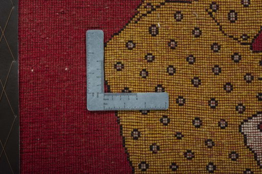 Full view of 2000s Persian Gabbeh rug from Iran / Persia, 90 × 64 cm in Red tones