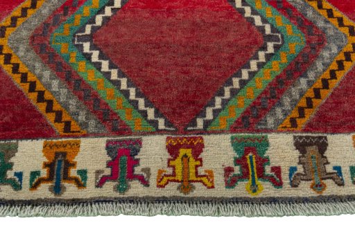 Central medallion detail of 2000s Persian Gabbeh rug from Iran / Persia