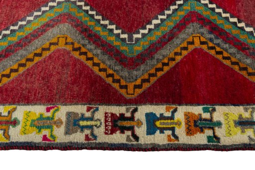 Close-up detail of 2000s Persian Gabbeh rug from Iran / Persia showing Wool weave
