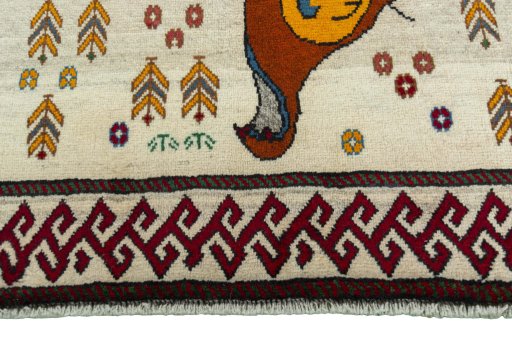Central medallion detail of 2000s Persian Gabbeh rug from Iran / Persia