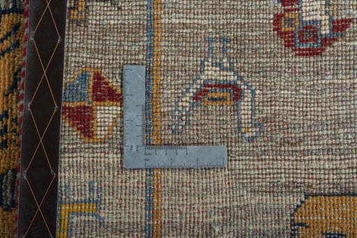 Close-up detail of 2000s Persian Gabbeh rug from Iran / Persia showing Wool weave