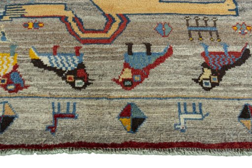 Central medallion detail of 2000s Persian Gabbeh rug from Iran / Persia