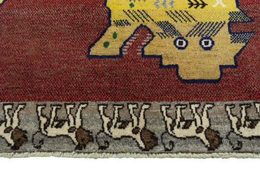 Central medallion detail of 2000s Persian Gabbeh rug from Iran / Persia