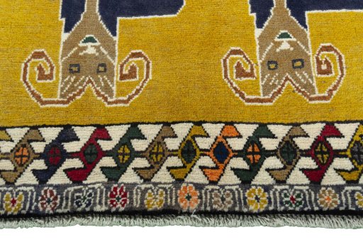 Central medallion detail of 2000s Persian Gabbeh rug from Iran / Persia