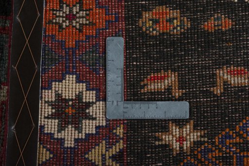 Close-up detail of 2000s Persian Gabbeh rug from Iran / Persia showing Wool weave
