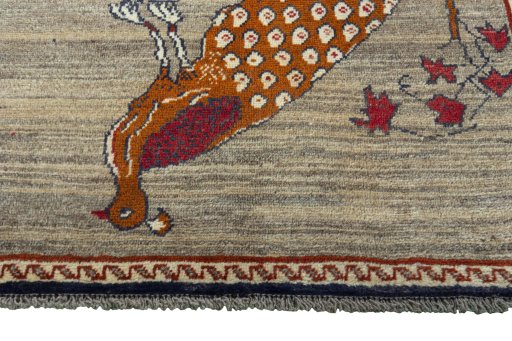 Central medallion detail of 2000s Persian Gabbeh rug from Iran / Persia