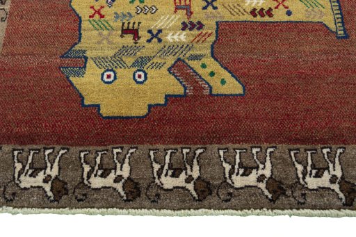 Central medallion detail of 2000s Persian Gabbeh rug from Iran / Persia