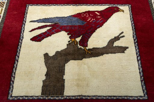 Central medallion detail of 2000s Persian Gabbeh rug from Iran / Persia