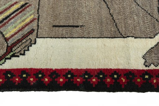 Close-up detail of 2000s Persian Gabbeh rug from Iran / Persia showing Wool weave