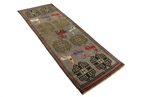 Close-up detail of 2000s Persian Gabbeh rug from Iran / Persia showing Wool weave