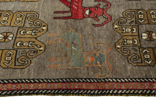 Close-up detail of 2000s Persian Gabbeh rug from Iran / Persia showing Wool weave