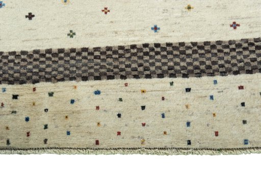 Central medallion detail of 2000s Persian Gabbeh rug from Iran / Persia