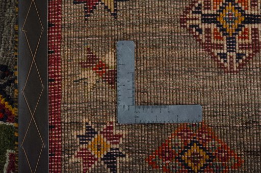 Close-up detail of 2000s Persian Gabbeh rug from Iran / Persia showing Wool weave