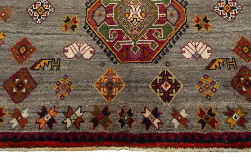 Central medallion detail of 2000s Persian Gabbeh rug from Iran / Persia